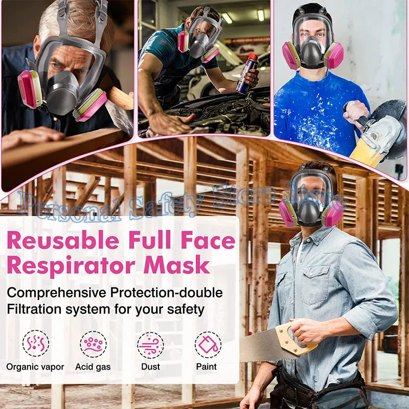 6800 Industrial Painting Spraying Respirator Gas Mask 3 In 1 Suit Safety Work 60926 Filter Dust Full Face Mask Gas mask