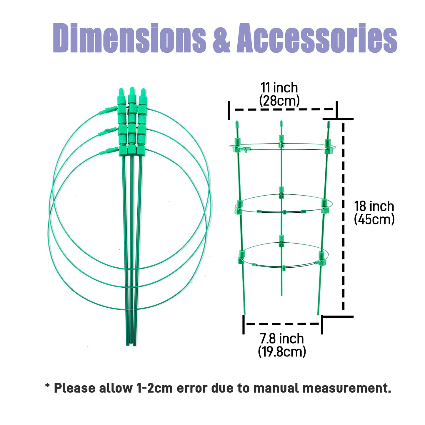 4pcs 18 Inch Adjustable Tomato Plant Stakes - Green Plastic Garden Supports for Climbing Plants