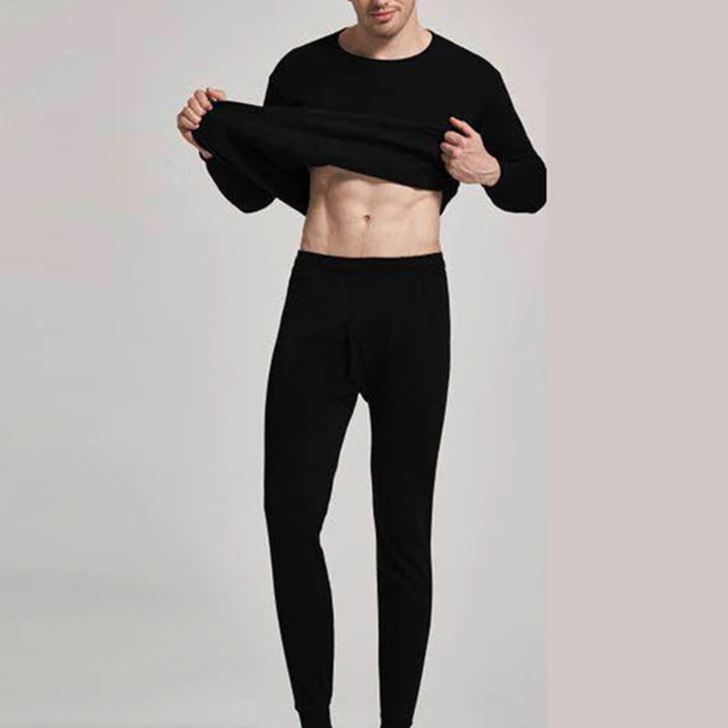 1Set Men Thermal Underwear Set Keep Warm Tops+Pants Ski Underwear Men Ski Suit Plus Cashmere Winter Thermal Underwear