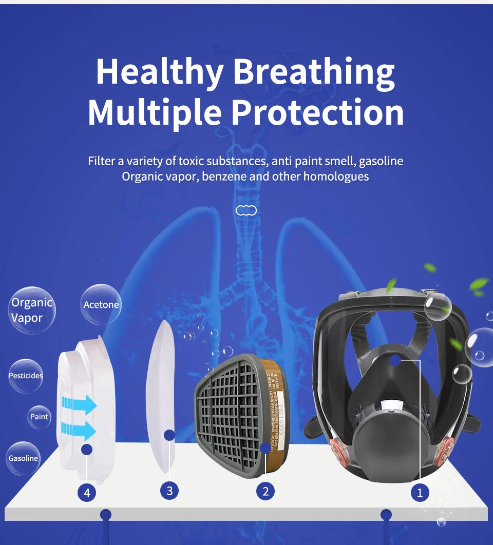 6800 Full Face Respirator Gas Mask Gas Masks Survival Nuclear and Chemical with Activated Carbon Filter