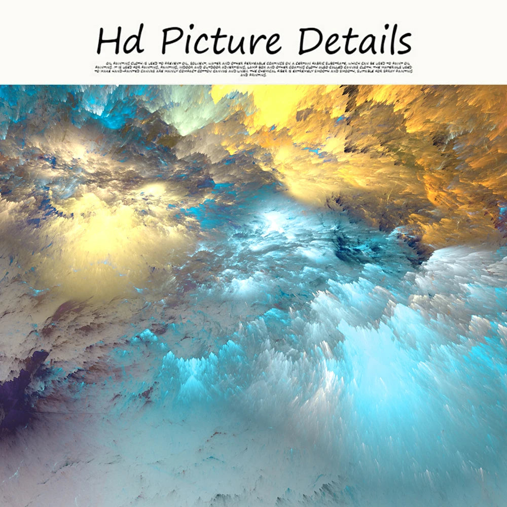 Home Room Decor Light Blue Gold Geometric Clouds Modern Abstract Canvas Decor Clouds Wall Canvas Abstract Art