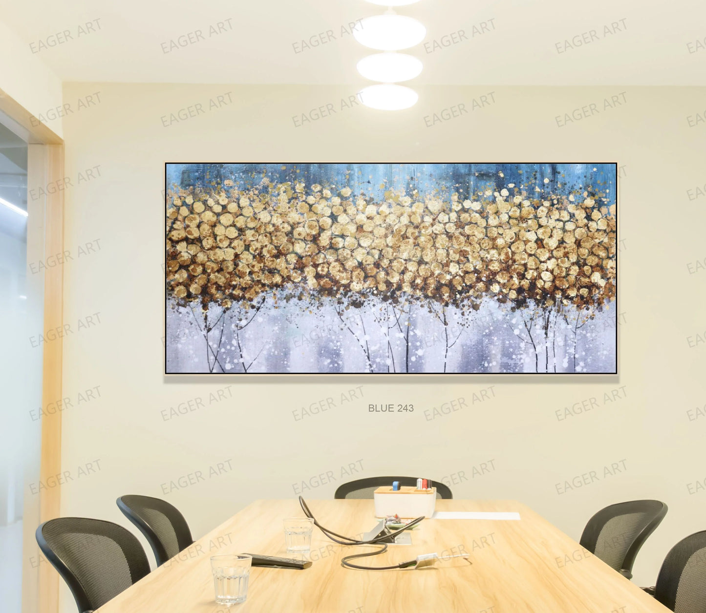 Abstract Paintings and Wall Arts Gold Foil Oil Tree Painting on Canvas 100% Hand Painted Wall Decor for Living Room