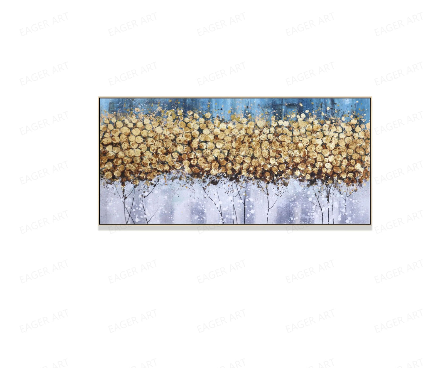 Abstract Paintings and Wall Arts Gold Foil Oil Tree Painting on Canvas 100% Hand Painted Wall Decor for Living Room