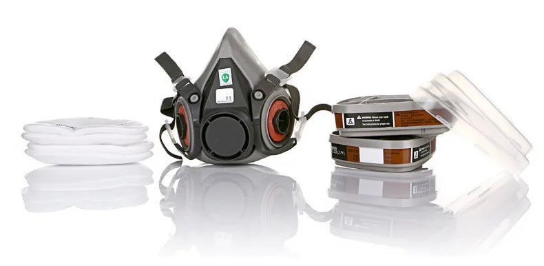 8-In-1 6300/6200 Dust Gas Mask With Safety Glasses Half Face Gas Respirator For Painting Spraying Polishing Work Safety