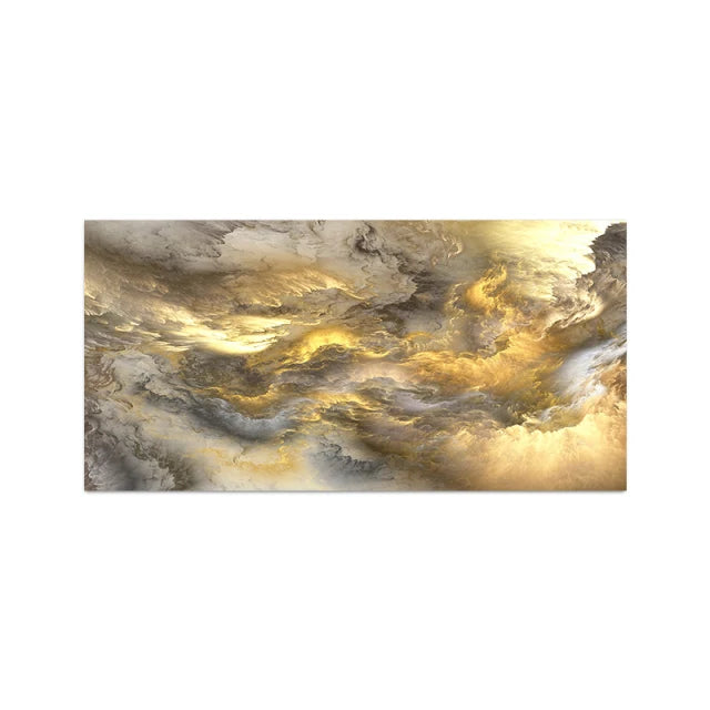 Home Room Decor Light Blue Gold Geometric Clouds Modern Abstract Canvas Decor Clouds Wall Canvas Abstract Art