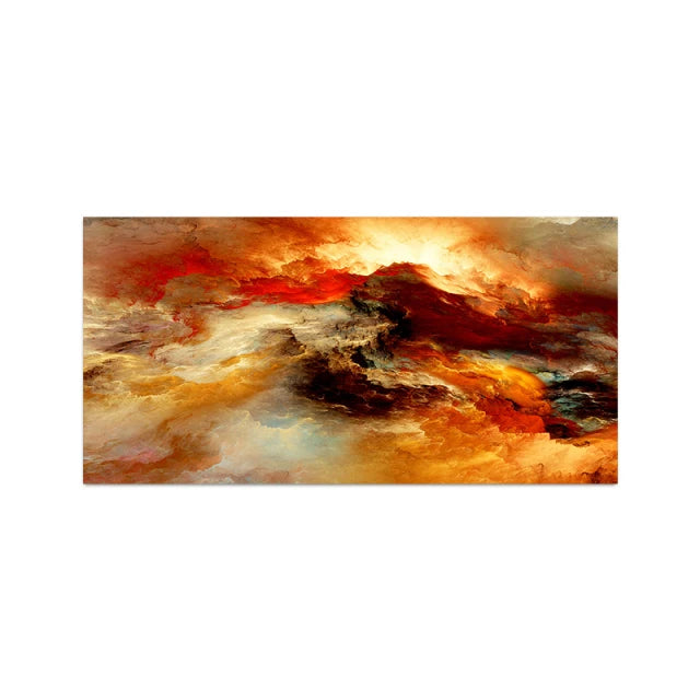 Home Room Decor Light Blue Gold Geometric Clouds Modern Abstract Canvas Decor Clouds Wall Canvas Abstract Art