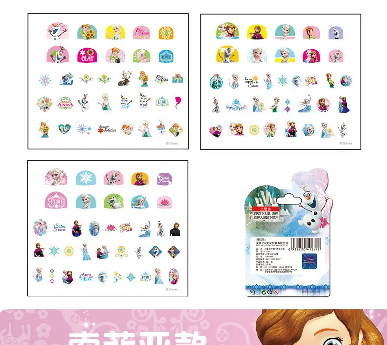 Disney girls cartoon frozen Makeup Toy Nail Stickers Toy Princess Mickey Minnie Mouse for kids gift