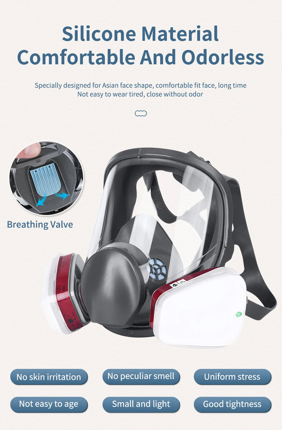 6800 Full Face Respirator Gas Mask Gas Masks Survival Nuclear and Chemical with Activated Carbon Filter