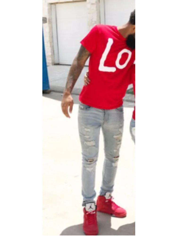 His- and- hers Couple Matching T-shirts Top Casual Red LO VE Women Men Fashion Boyfriend Girlfriend Tees Lovers tshirt Femme
