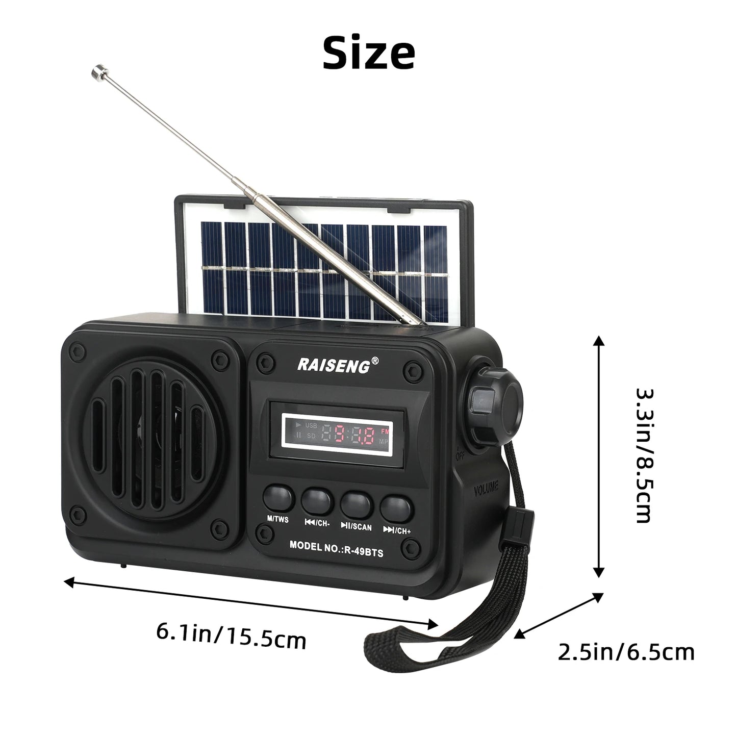 49BTS Wireless Bluetooth speaker MP3 playback FM radio Solar charging emergency radio full band high sensitivity