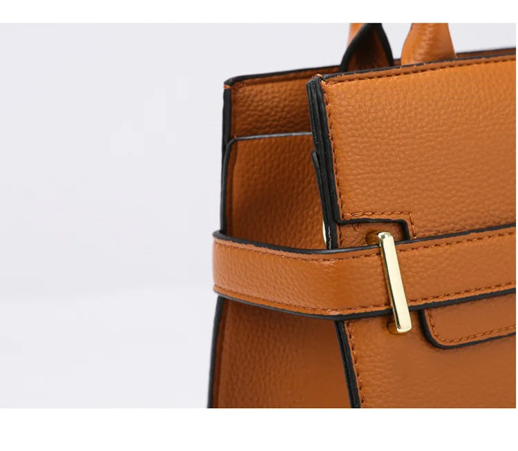 Women's soft leather handbag simple small square bag casual women's bucket bag fashionable single shoulder crossbody bag
