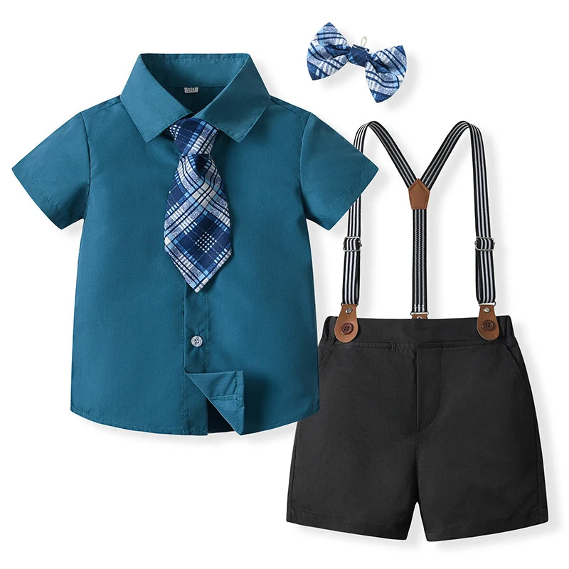 Baby Boys Formal Wear Dress Shirt Vest Pants Bowtie Set Gentleman Outfits for Wedding Party Toddler Little Boys Clothing Set