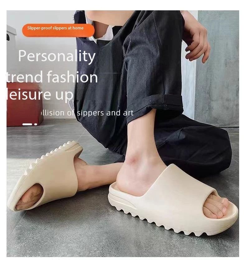 Summer Slippers Men Women Indoor Eva High Soft Bottom Sandals Open Toe Trend Slides Light Beach Shoes Slippers