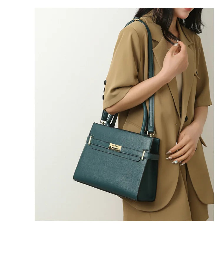 Women's soft leather handbag simple small square bag casual women's bucket bag fashionable single shoulder crossbody bag