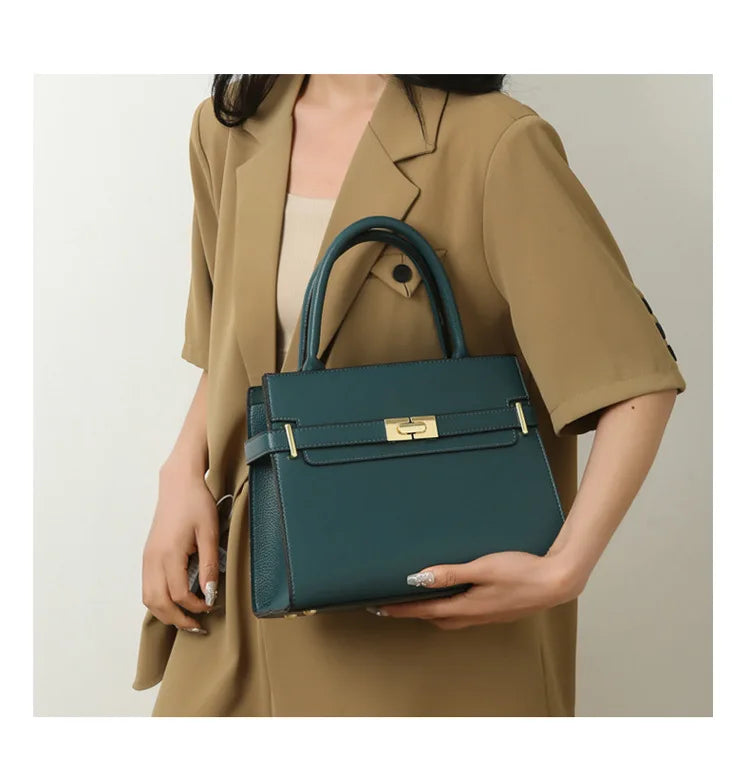 Women's soft leather handbag simple small square bag casual women's bucket bag fashionable single shoulder crossbody bag