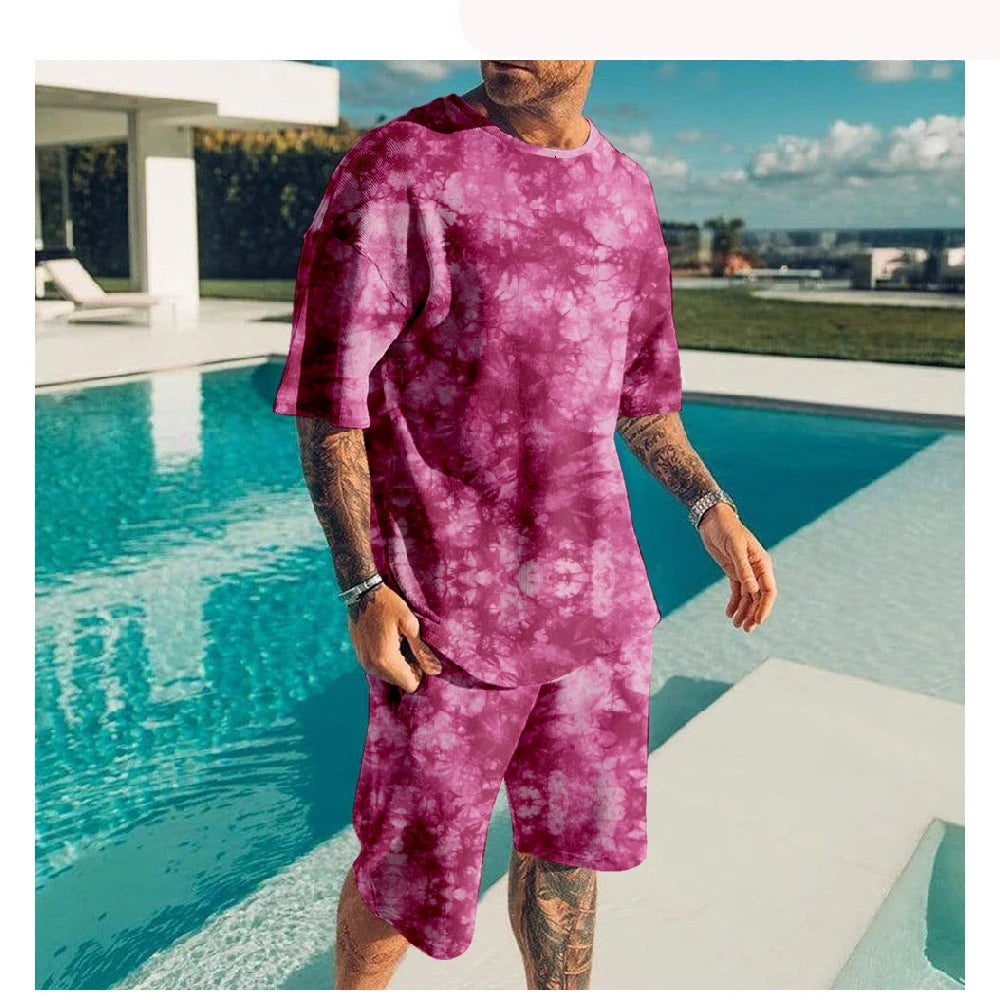 Fashion Tie-dye 3D Print Men's Suits Summer T-Shirts Shorts 2-Piece Sets Tracksuits New Sportswear Oversized Outfit Man Clothing