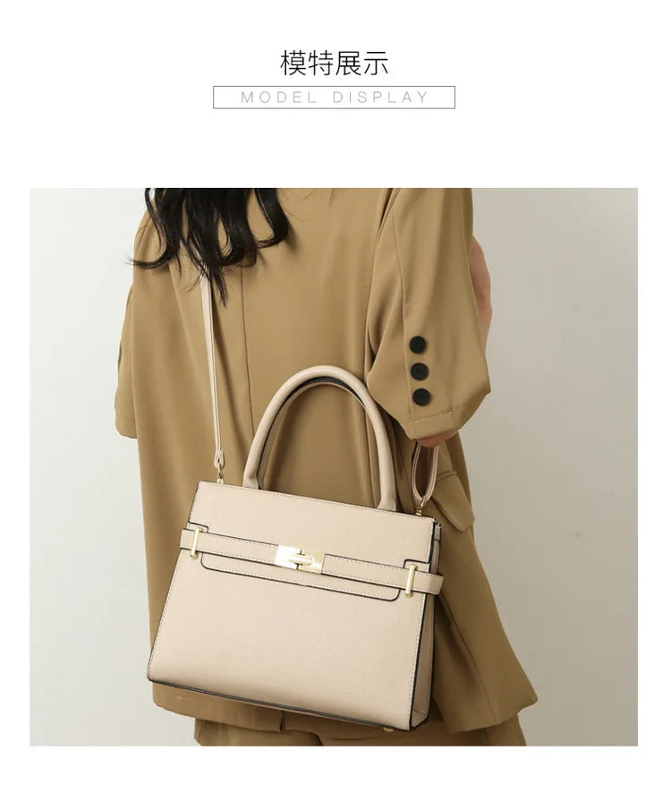 Women's soft leather handbag simple small square bag casual women's bucket bag fashionable single shoulder crossbody bag