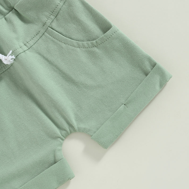 2023-02-01 Lioraitiin 0-3Years Toddler Boys 2Pcs Summer Outfit Sets Short Sleeve Contrast Color Tops Solid Drawstring Shorts