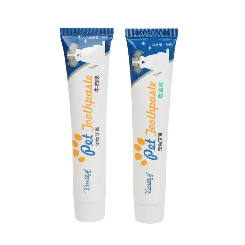 Edible Pet Toothpaste Enzymatic Dental Care Teeth Cleaning Gel Vanilla Beef Flavor Oral Hygiene Kit Puppy Kitten Care Supplies