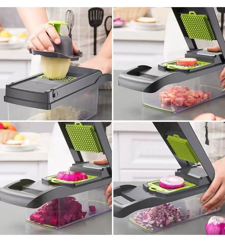 14/16 IN 1 Slicer Vegetable Food Chopper Vegetable Cutter Tomato Carrot Grater Cheese French Onion Shredders Kitchen Tool