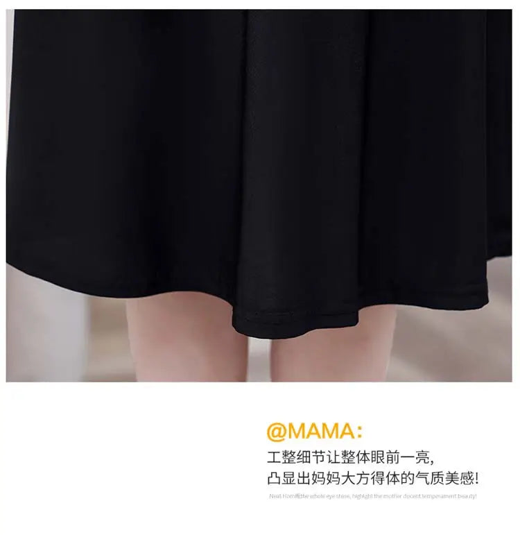 Mom's Summer New Style Cheongsam Elegant and Slimming Middle-aged Women's Wear Fake Two-piece Dress