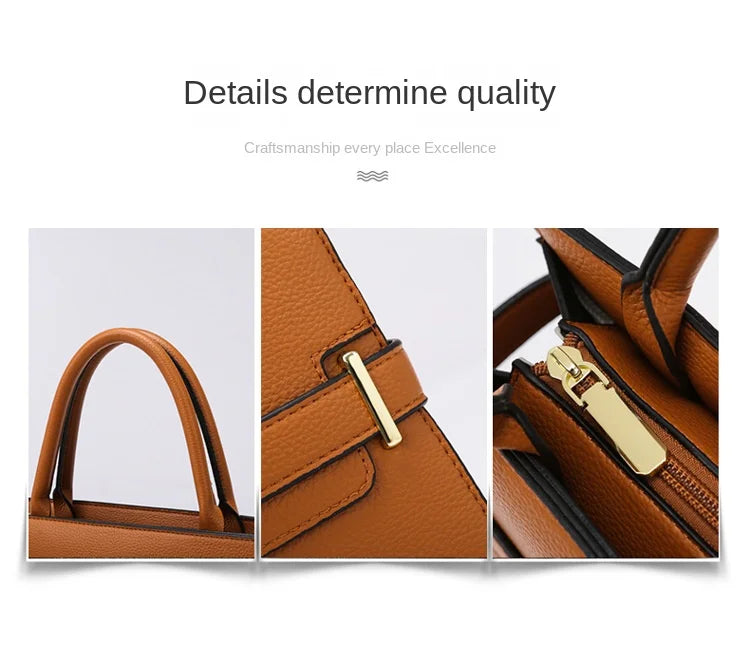 Women's soft leather handbag simple small square bag casual women's bucket bag fashionable single shoulder crossbody bag