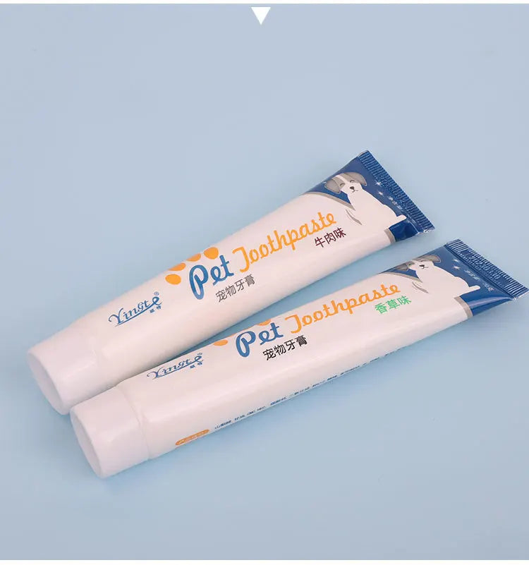 Edible Pet Toothpaste Enzymatic Dental Care Teeth Cleaning Gel Vanilla Beef Flavor Oral Hygiene Kit Puppy Kitten Care Supplies