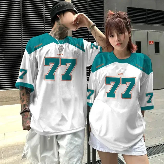 Summer T-shirt Loose Couple Sports Style Jersey Round Neck Breathable Fashionable Print Digital Trend Plus Short Sleeved Shirt