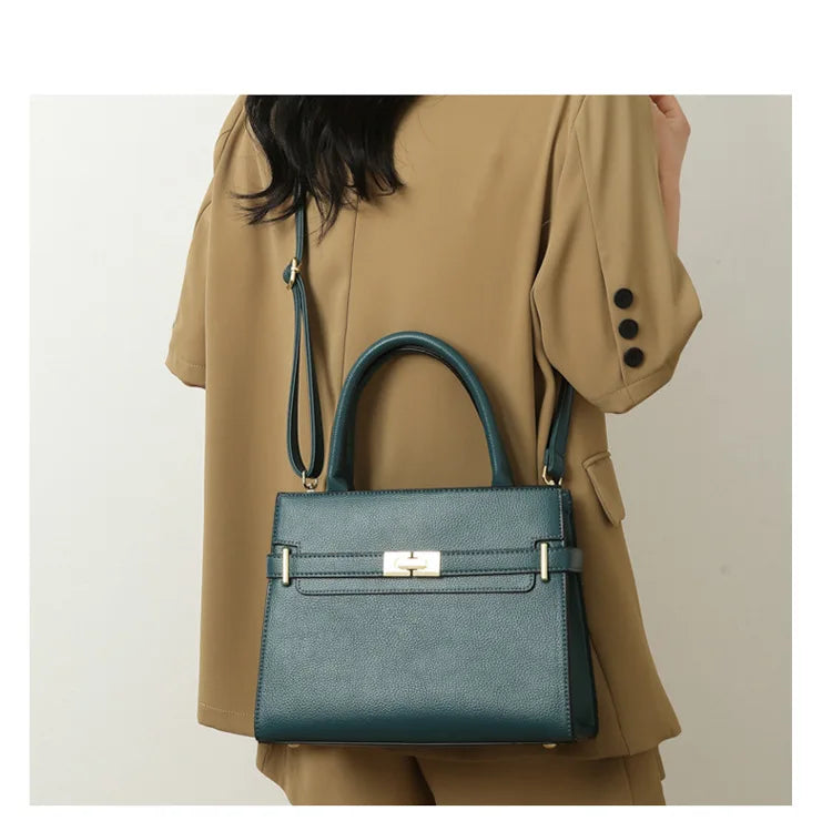 Women's soft leather handbag simple small square bag casual women's bucket bag fashionable single shoulder crossbody bag