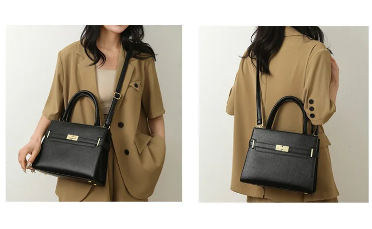 Women's soft leather handbag simple small square bag casual women's bucket bag fashionable single shoulder crossbody bag