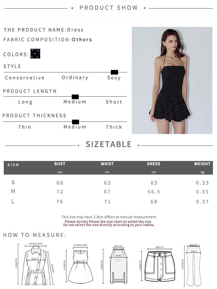 Nibber Polka Dot Print Dress Women Halter Backless Skinny Folds Elegant Temperament Party Fashion Summer Classic Mini Bodycon