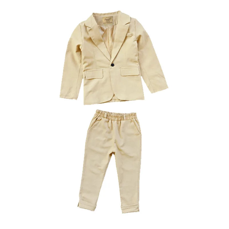 Little Boys Solid Suit Jacket Trousers Kids Formal Dress Spring Tuxedos Clothes Sets Child Cool Blazer Pants Baby Toddler Suits