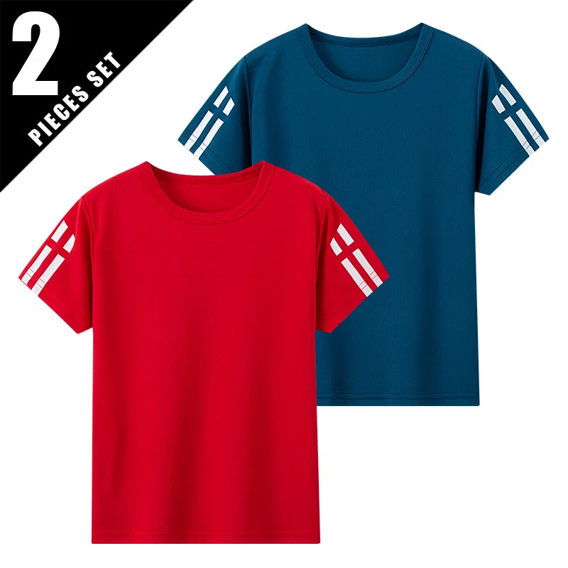 2/4 Pcs Men's Summer Quick-drying Mesh Color Short-sleeved T-shirt Young and middle-aged loose plus size fitness running Joker T