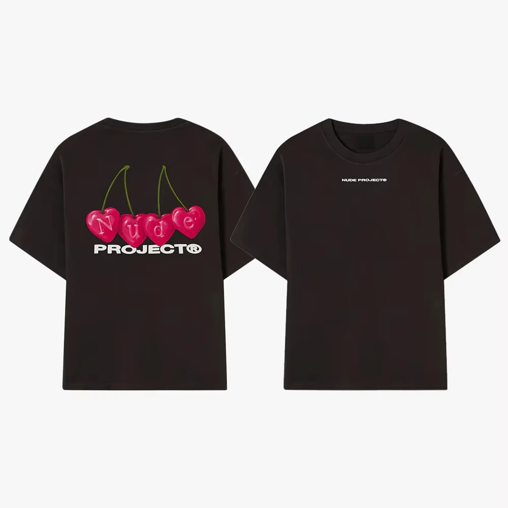 2025 Summer Cotton Printed T-shirt Women Fashion Nude T Shirt Men Leisure Sports Loose Brand Unisex Streetwear Y2K Tops Clothing