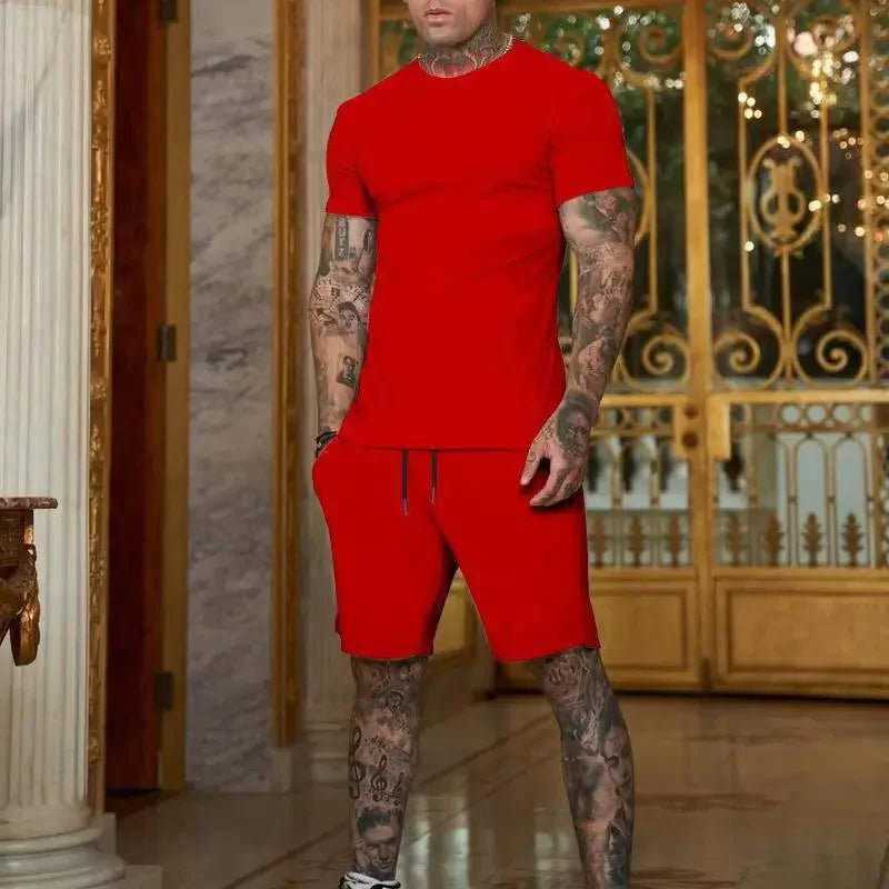 Men's two-piece sports suit shorts casual fashion summer 2024 hot item