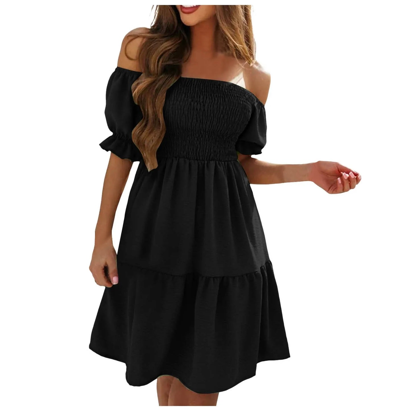 Dresses For Women 2024 Plus Size Summer Dresses For Women 2024 Midi Off Shoulder Puff Sleeve Dress Vestidos Verano Moda 2024