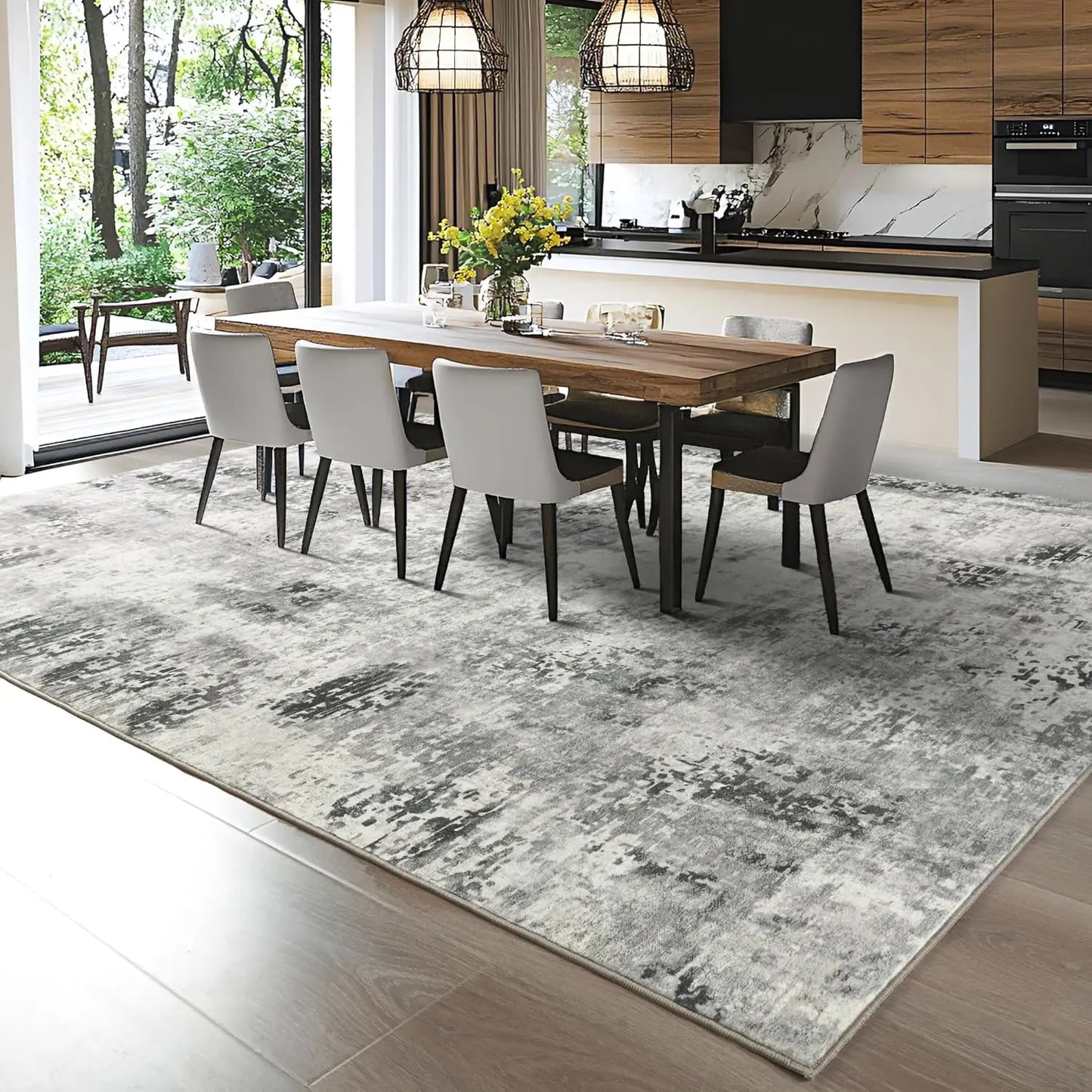 Living Room Area Rugs Soft Large Modern Abstract Area Rug, Boho Vintage Machine Washable Non Slip Carpet , Low Pile Rugs