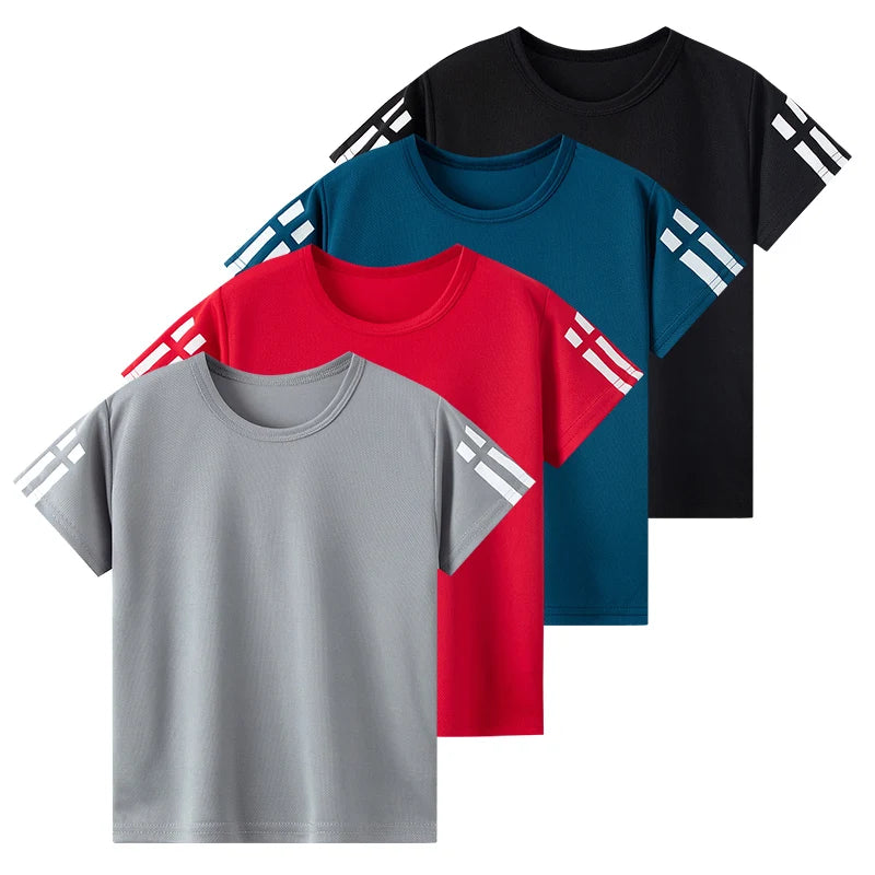 2 Pieces Children's Summer Solid Color Quick Drying Breathable Set Boys' Sports Running Is A Comfortable Top Girls' Loose Shorts