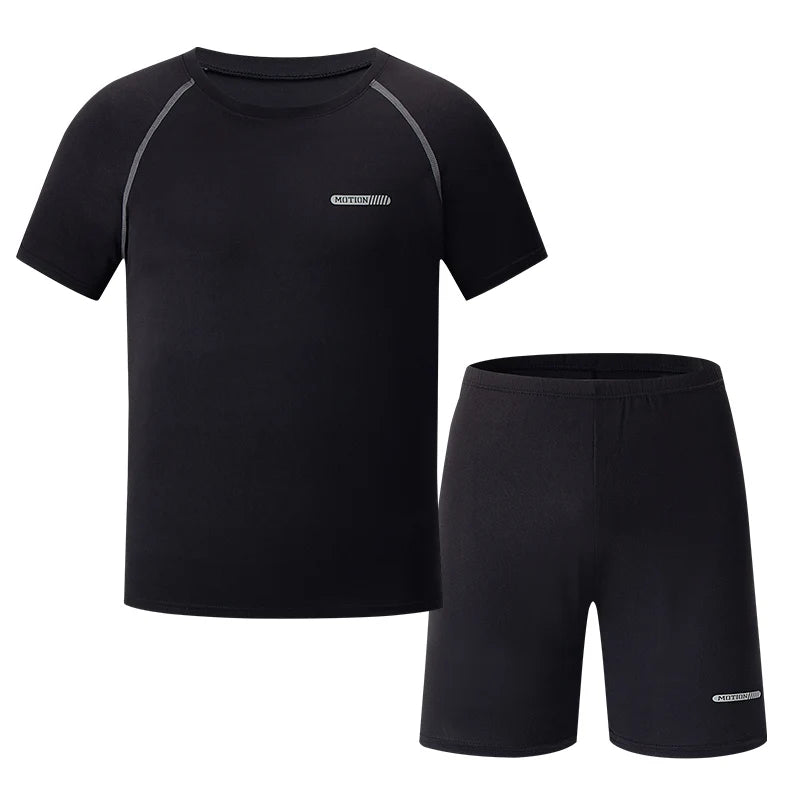Children's solid color quick-drying sports suit 14+ boys and girls running training 2-piece leisure Joker sports suit