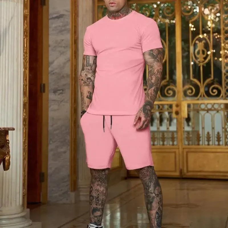 Men's two-piece sports suit shorts casual fashion summer 2024 hot item