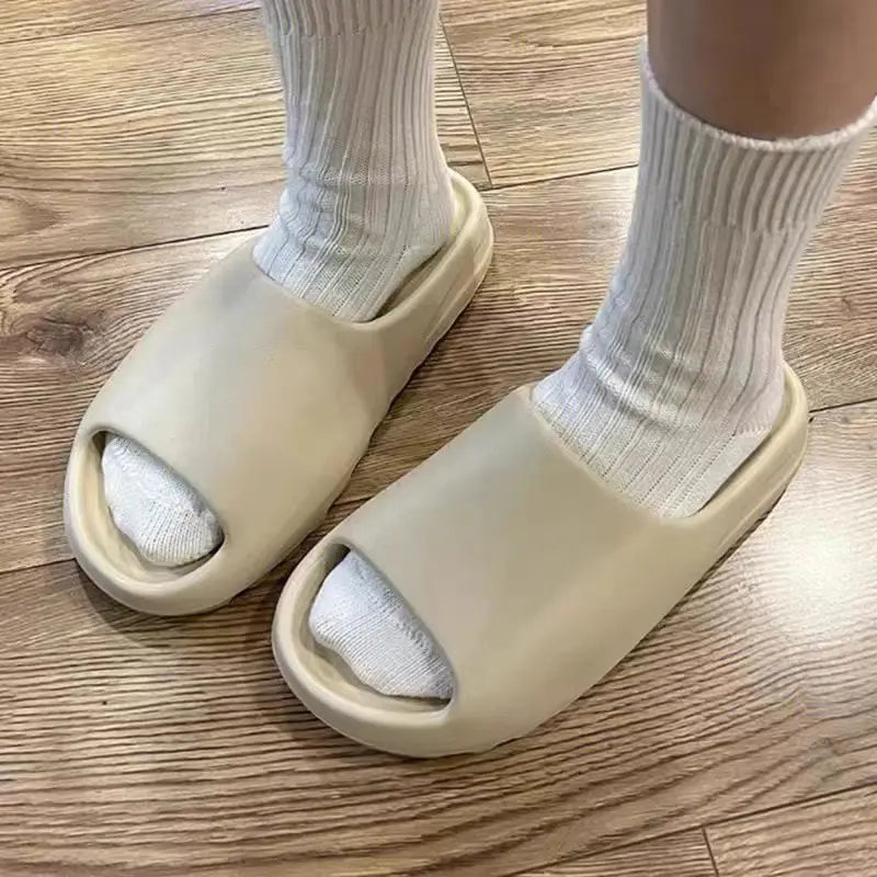 Summer Slippers Men Women Indoor Eva High Soft Bottom Sandals Open Toe Trend Slides Light Beach Shoes Slippers