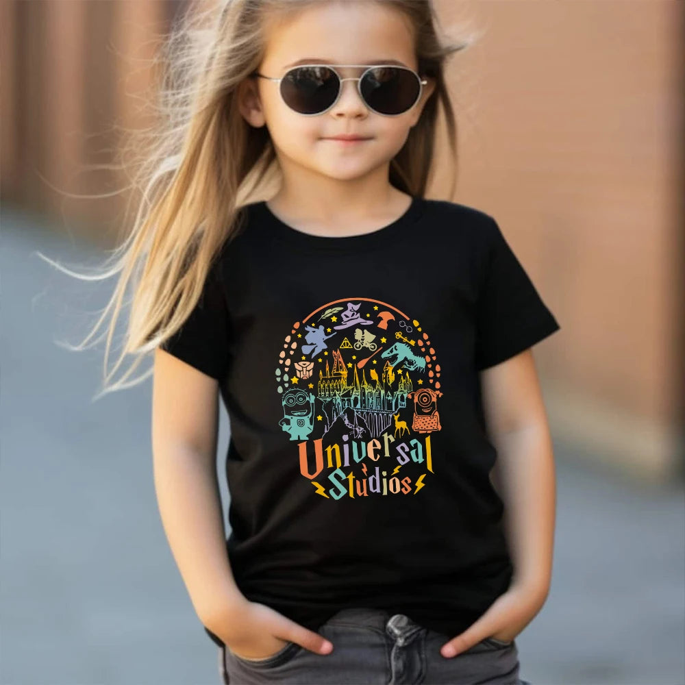 Children Cute Shirt Loose Casual Apparel Y2K Top Universal Studios Orlando Shirt Vintage Short Sleeve Trendy Family Trip Gift