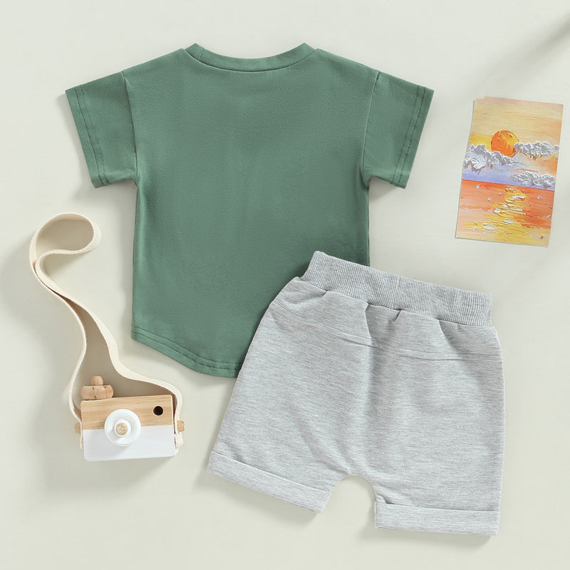 2023-01-10 Lioraitiin 0-3Years Baby Boys 2Pcs Shorts Set Short Sleeve Crew Neck Stripes T-shirt with Elastic Waist Shorts