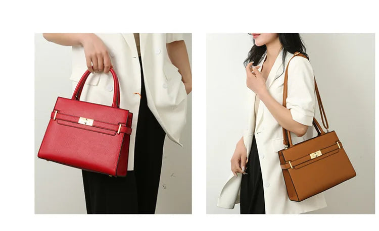 Women's soft leather handbag simple small square bag casual women's bucket bag fashionable single shoulder crossbody bag