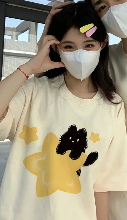 Honeymoon Couple Outfits Dating korean reviews many clothes 한국인 후기 많은 옷 Summer Spring Print couple Tshirt Tee