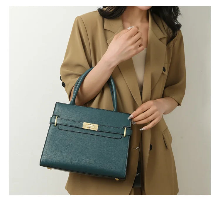 Women's soft leather handbag simple small square bag casual women's bucket bag fashionable single shoulder crossbody bag