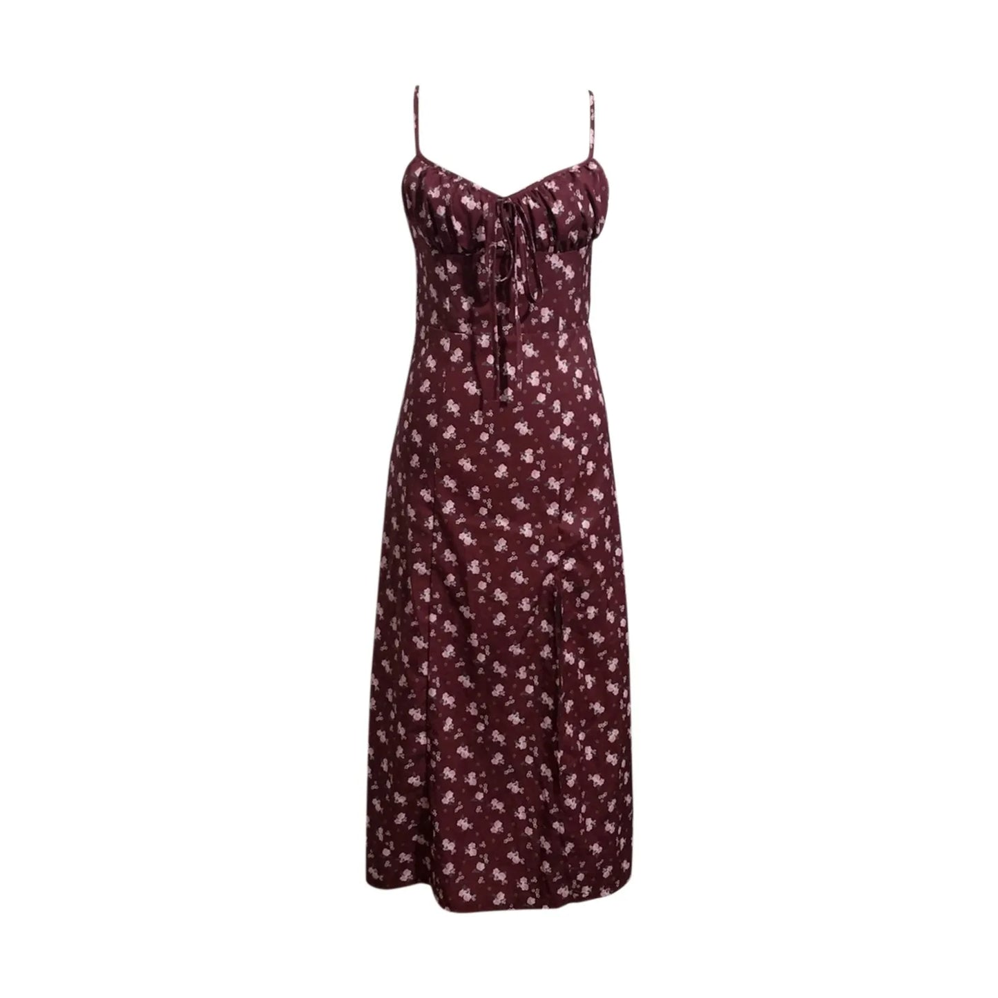 Elegant Classy Flower Print Spaghetti Straps Dresses For Women 2024 Camisole Deep V Neck Suspender Dress Woman Clothing