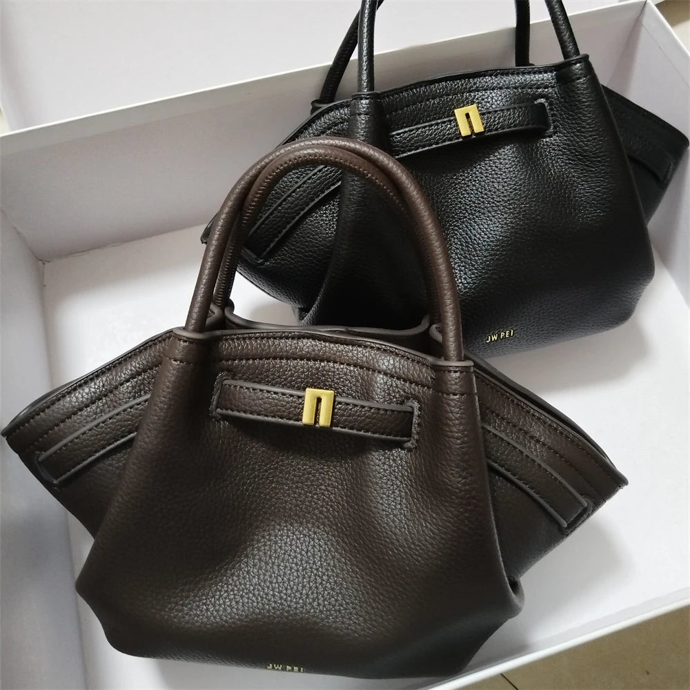 JW PEI 2025New Women's Canvas Brown Crossbody Shoulder Bag Mini Vegan Leather Tote Bag Handbag Dumpling Bag High Quality Leather