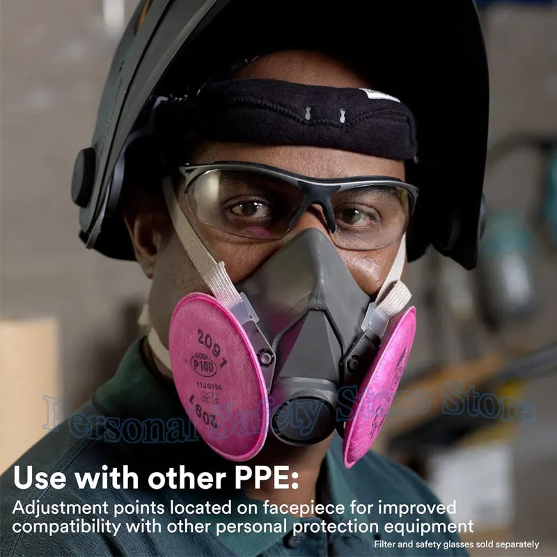 6300 Gas Mask Half-face Dust Shield Anti-fog Safety Goggles 6001 Cartridges Safety Respirator Mask Industrial Labor Paint Spray