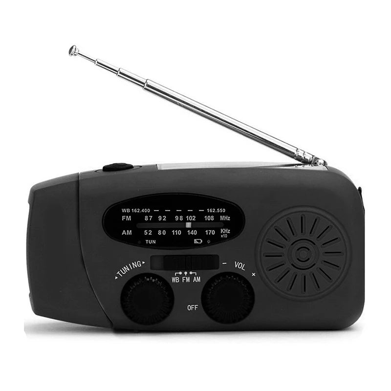 Multifunctional AM/FM/NOAA Portable Weather Radio Emergency Hand Crank Radio Power Bank Solar Charging with LED Flashlight